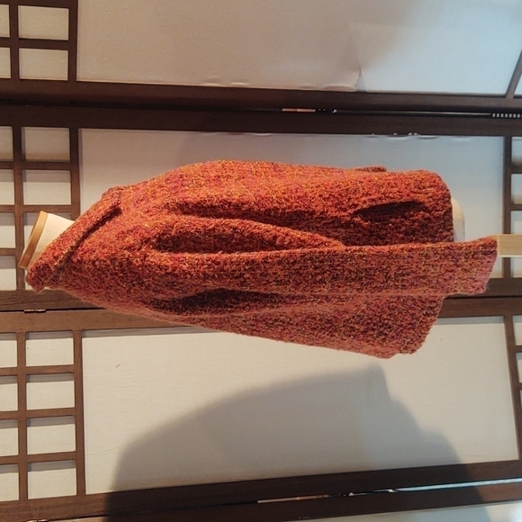 Chico's Lightweight Burt Orange Tweed Knit Cardigan Jacket Sz 1 - Picture 7 of 8